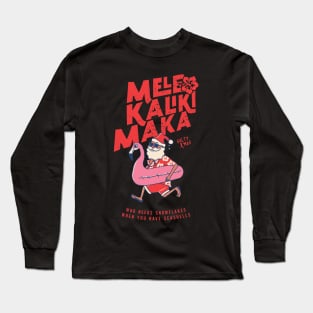 Mele Kalikimaka Funny Santa Flamingo Christmas Getaways Long Sleeve T-Shirt